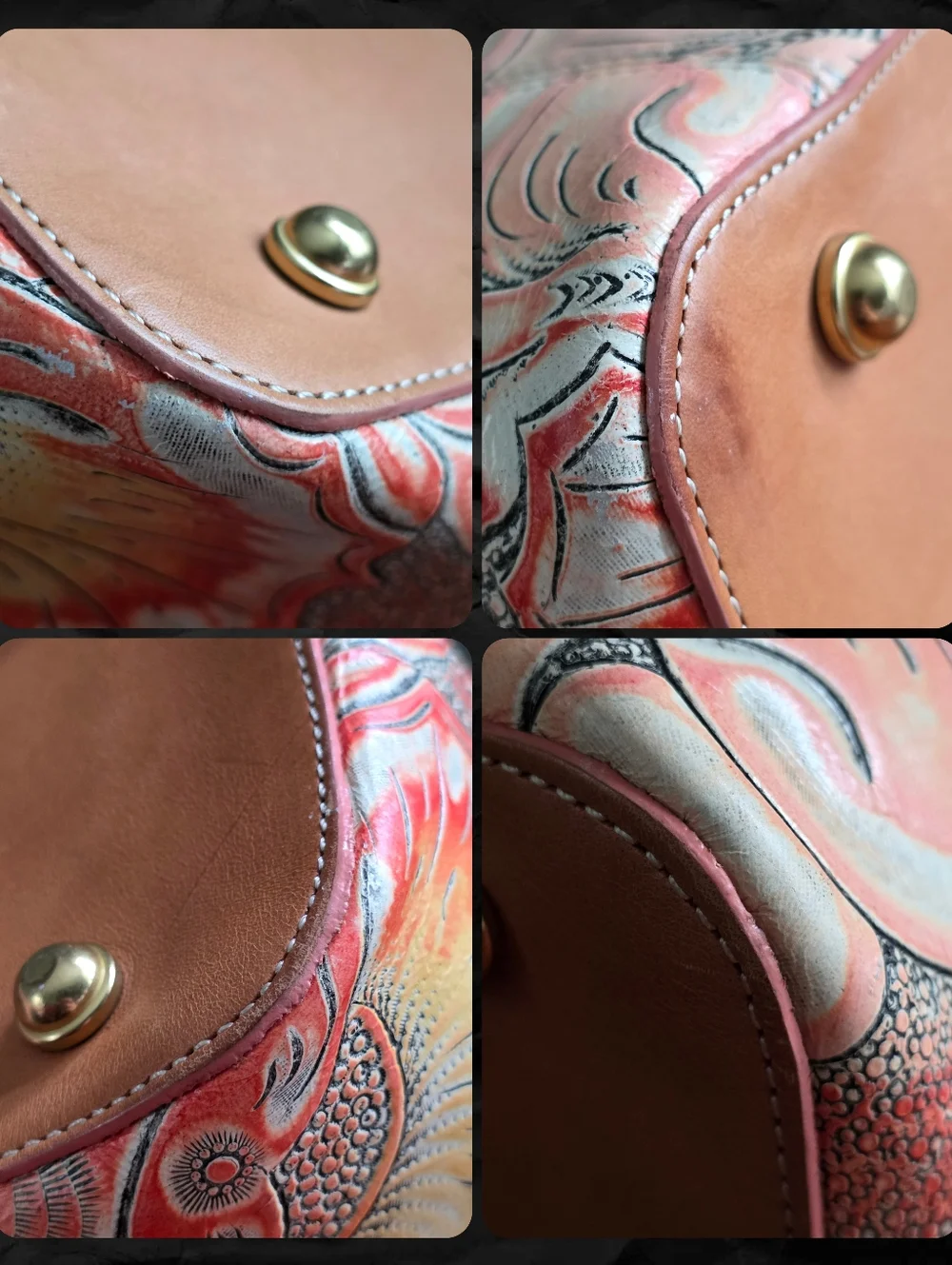Brahmin All Day Tote Sunset Batik Floral Embossed Leather Tote Bag - Picture 11 of 16